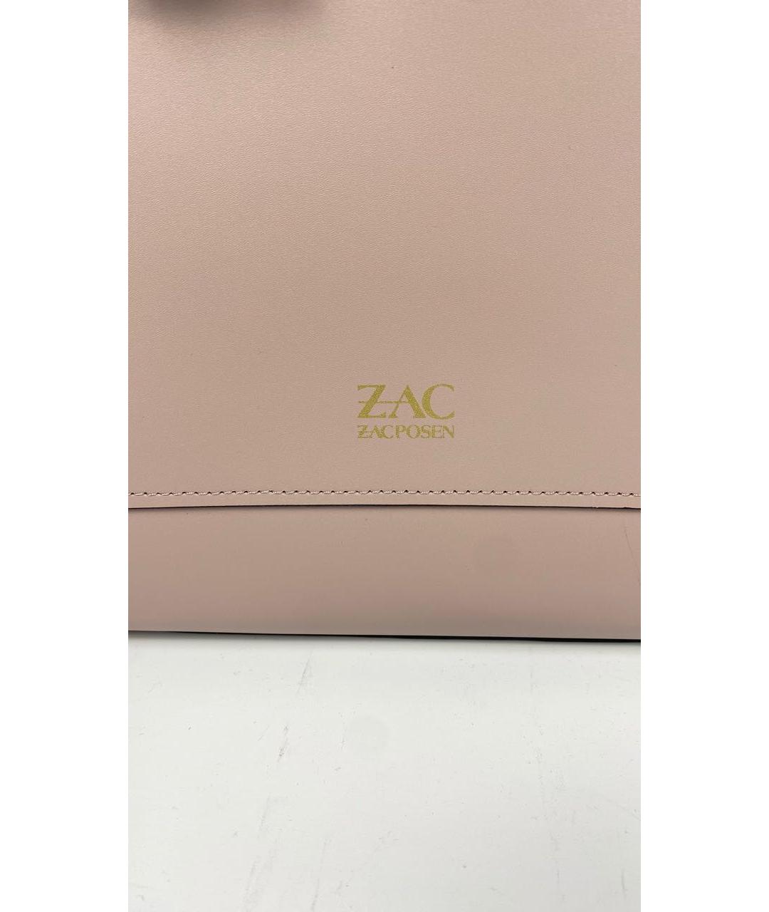 ZAC POSEN Розовая кожаная сумка с короткими ручками, фото 5
