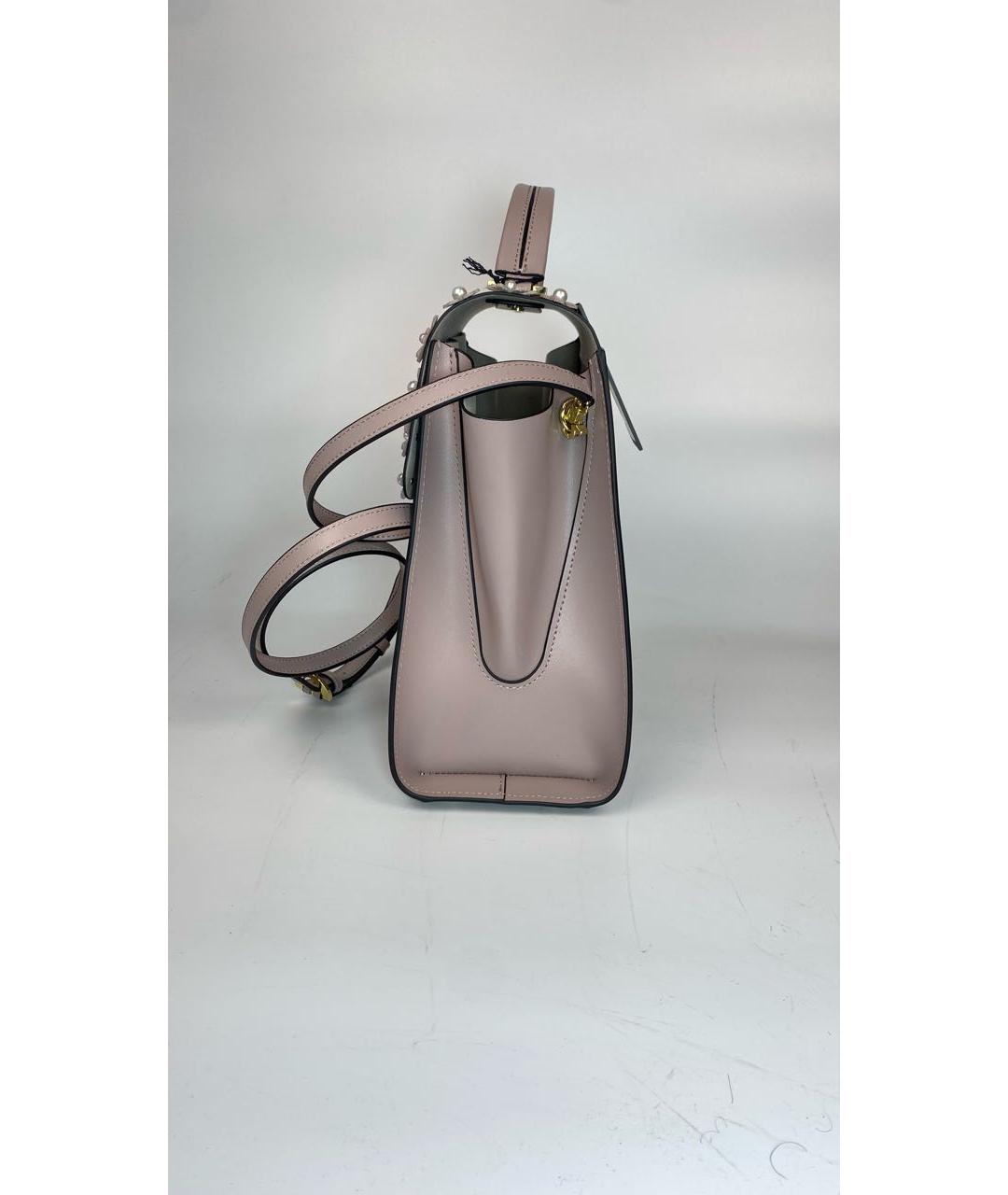 ZAC POSEN Розовая кожаная сумка с короткими ручками, фото 7