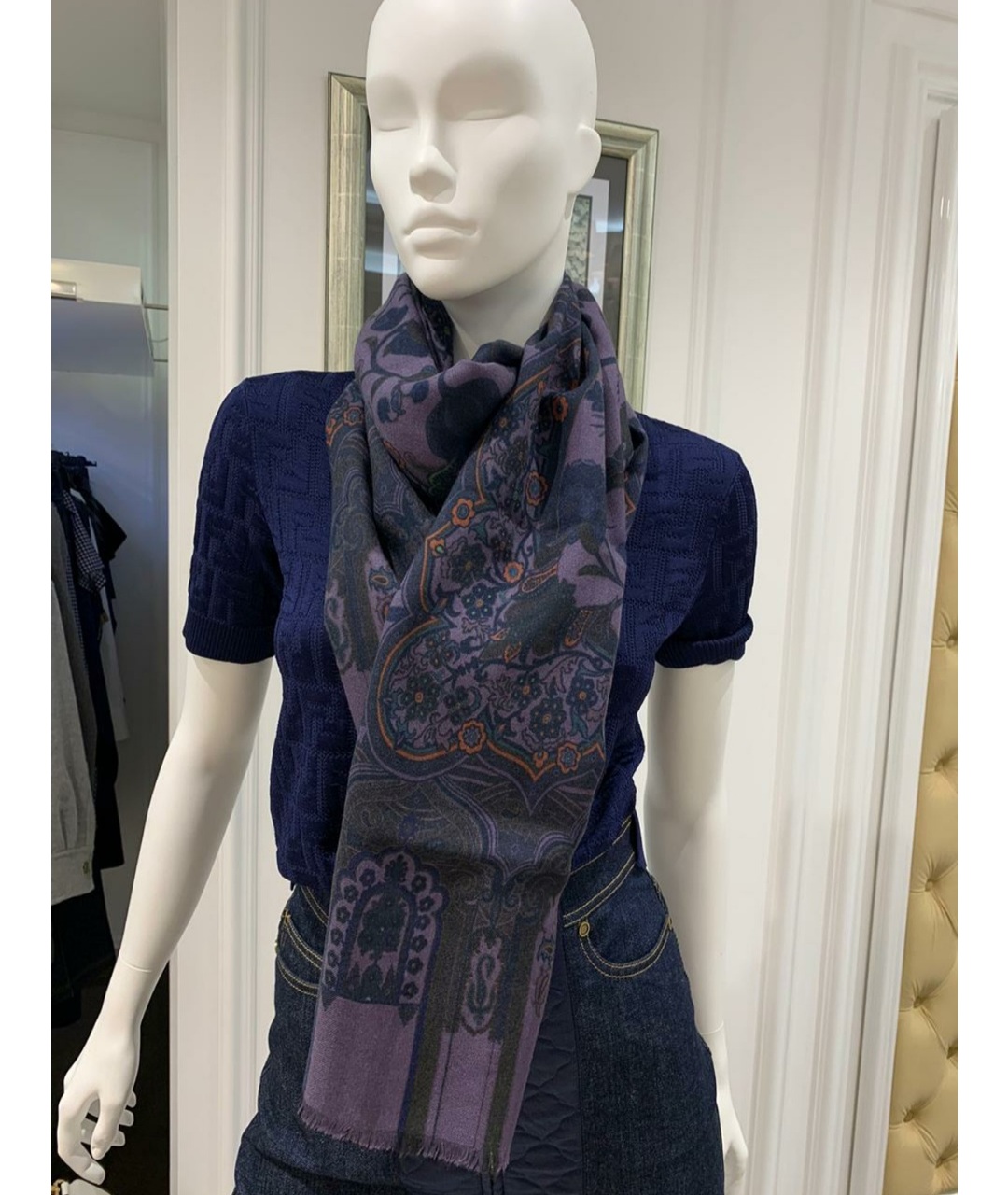 ETRO Фиолетовый кашемировый шарф, фото 4