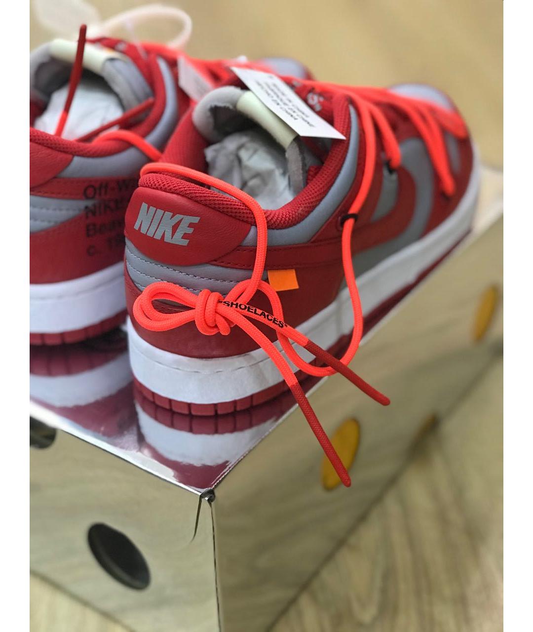 NIKE X OFF-WHITE Красные кожаные низкие кроссовки / кеды, фото 4