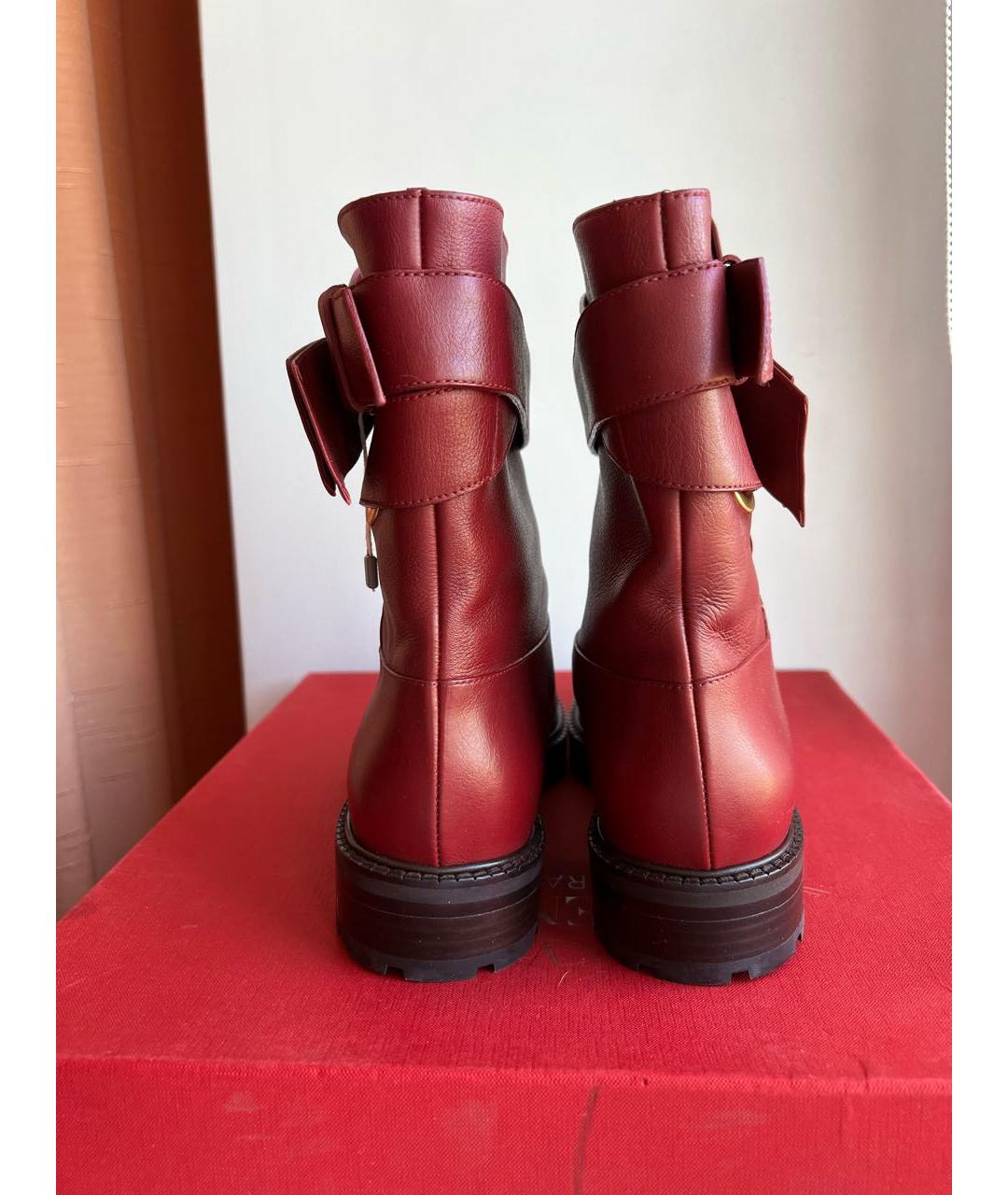 VALENTINO Бордовые кожаные полусапоги, фото 4