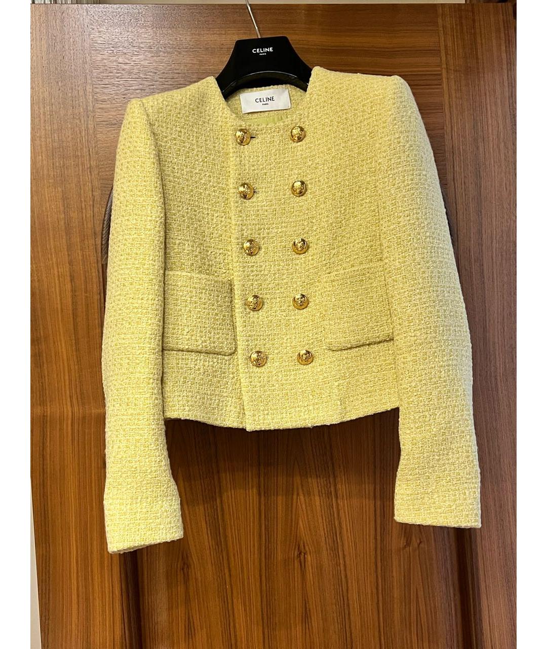 CELINE Желтый шерстяной жакет/пиджак, фото 6