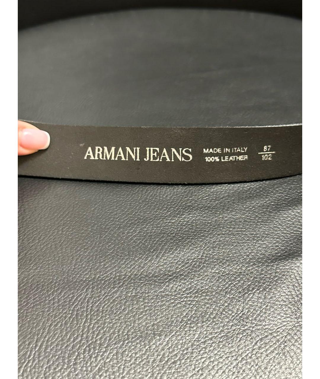 ARMANI JEANS Черный кожаный ремень, фото 2