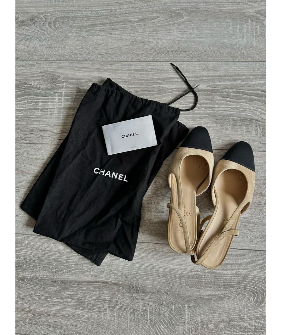 CHANEL Бежевые замшевые туфли, фото 2