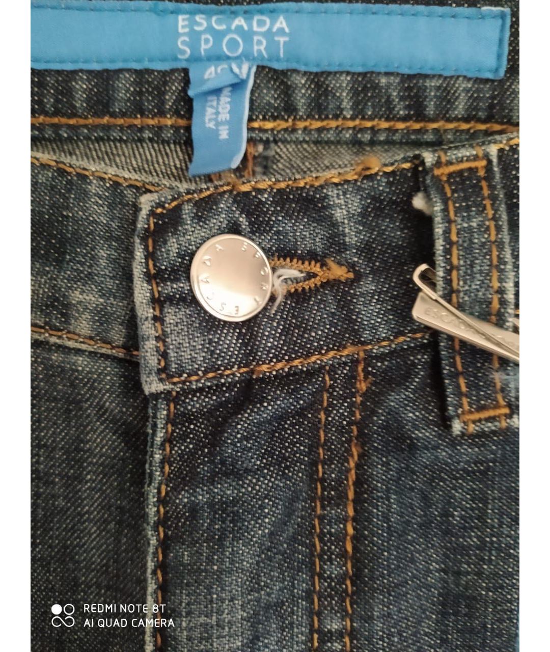 ESCADA Синие хлопковые прямые джинсы, фото 4