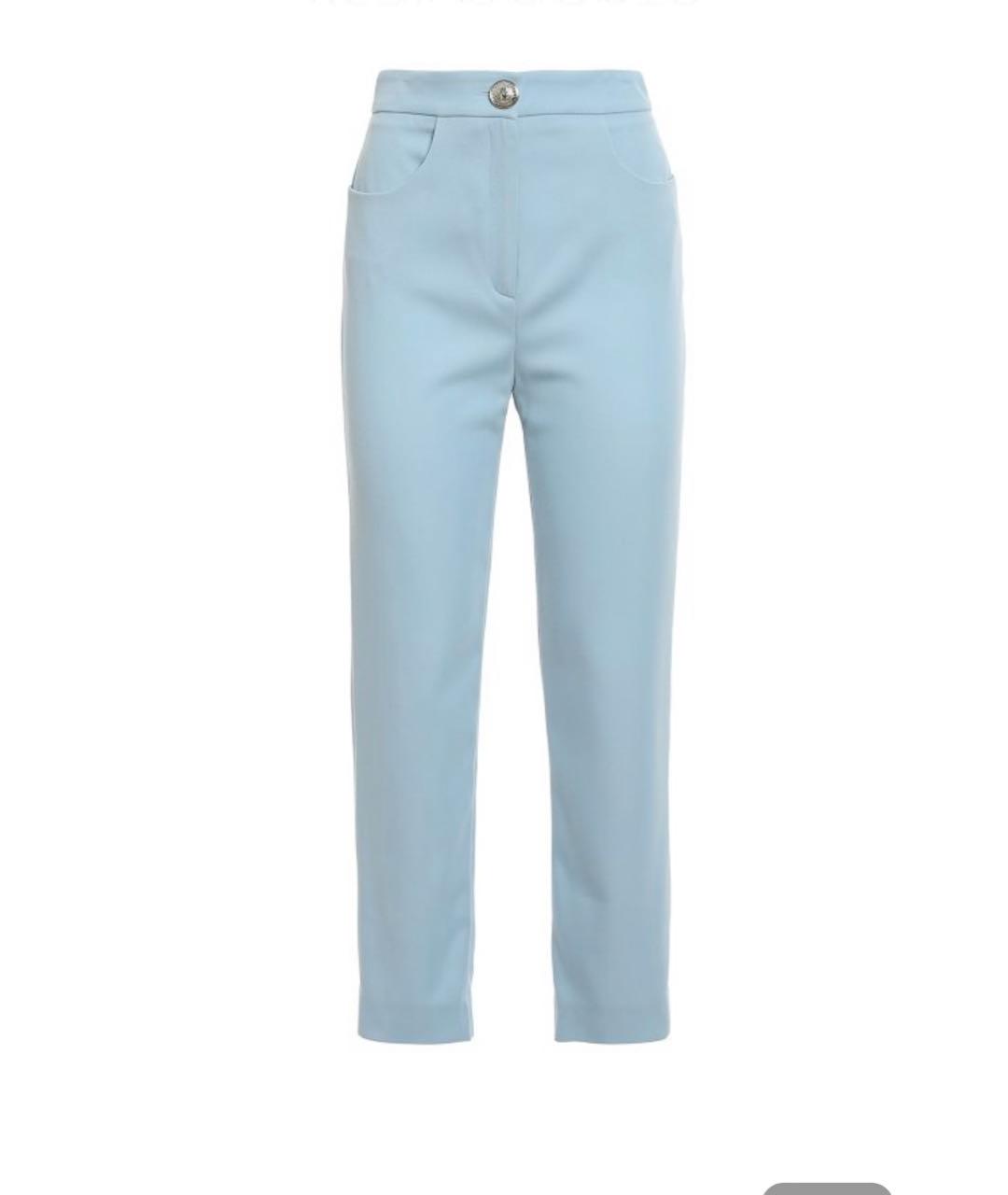 BALMAIN Голубые хлопко-эластановые прямые брюки, фото 9