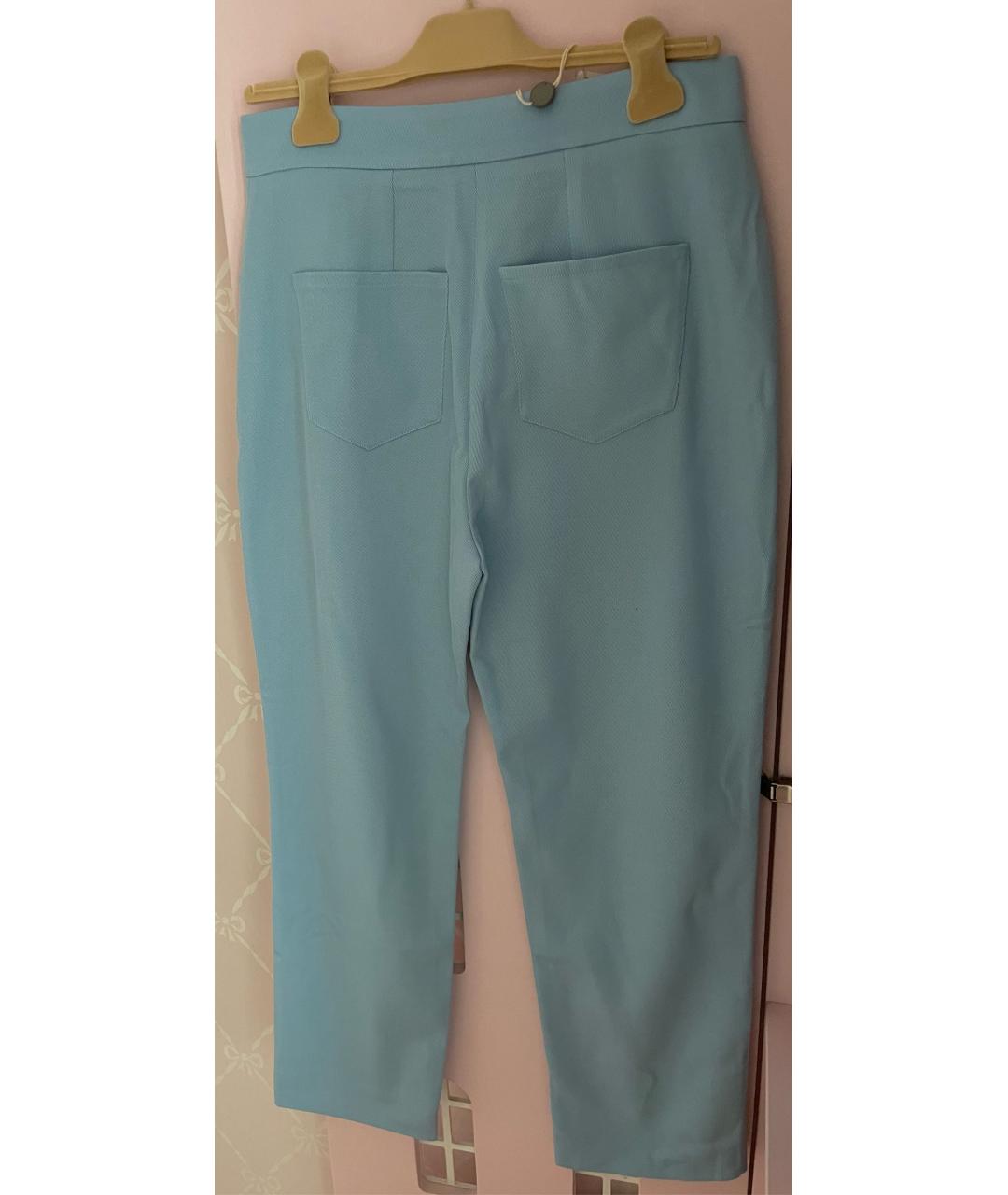 BALMAIN Голубые хлопко-эластановые прямые брюки, фото 2