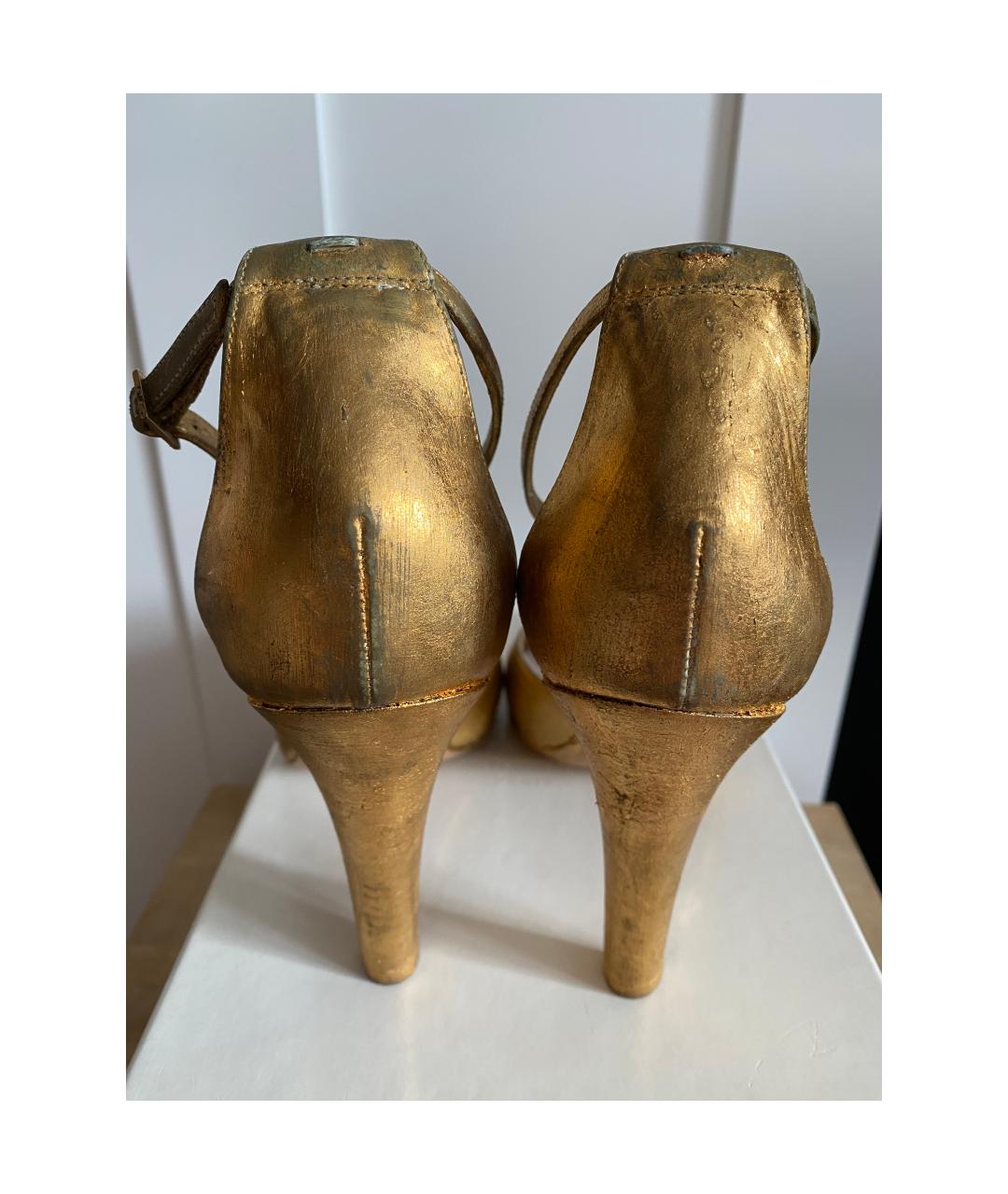 MAISON MARGIELA Золотые кожаные туфли, фото 4