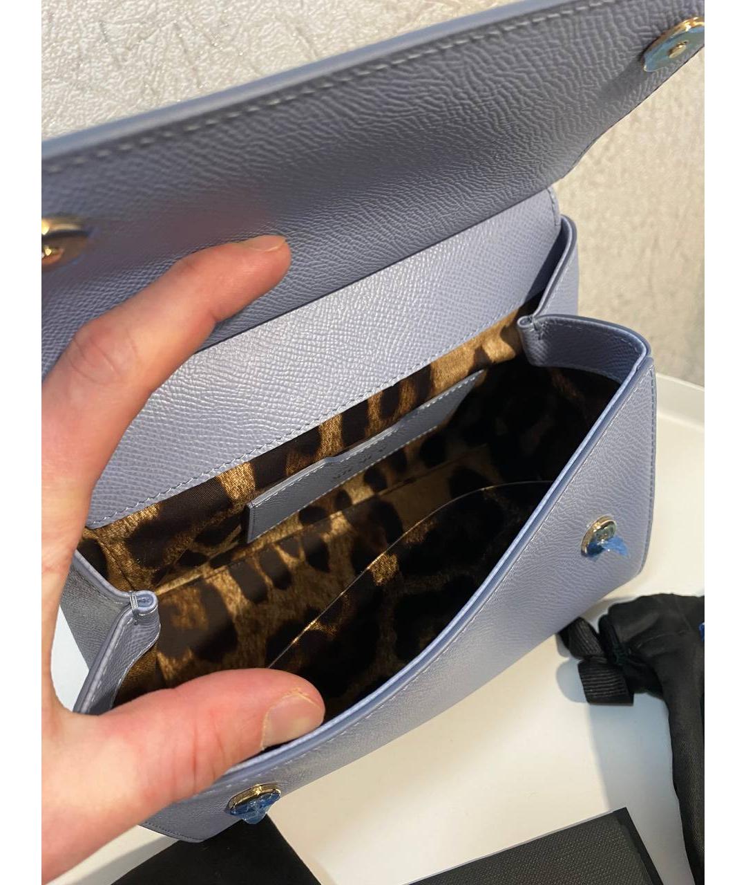 DOLCE&GABBANA Голубая кожаная сумка с короткими ручками, фото 4