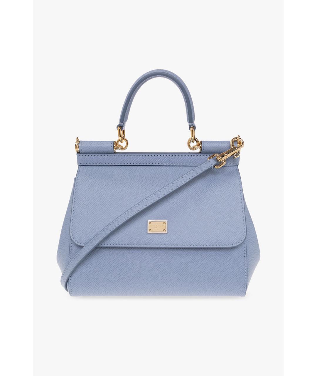 DOLCE&GABBANA Голубая кожаная сумка с короткими ручками, фото 7