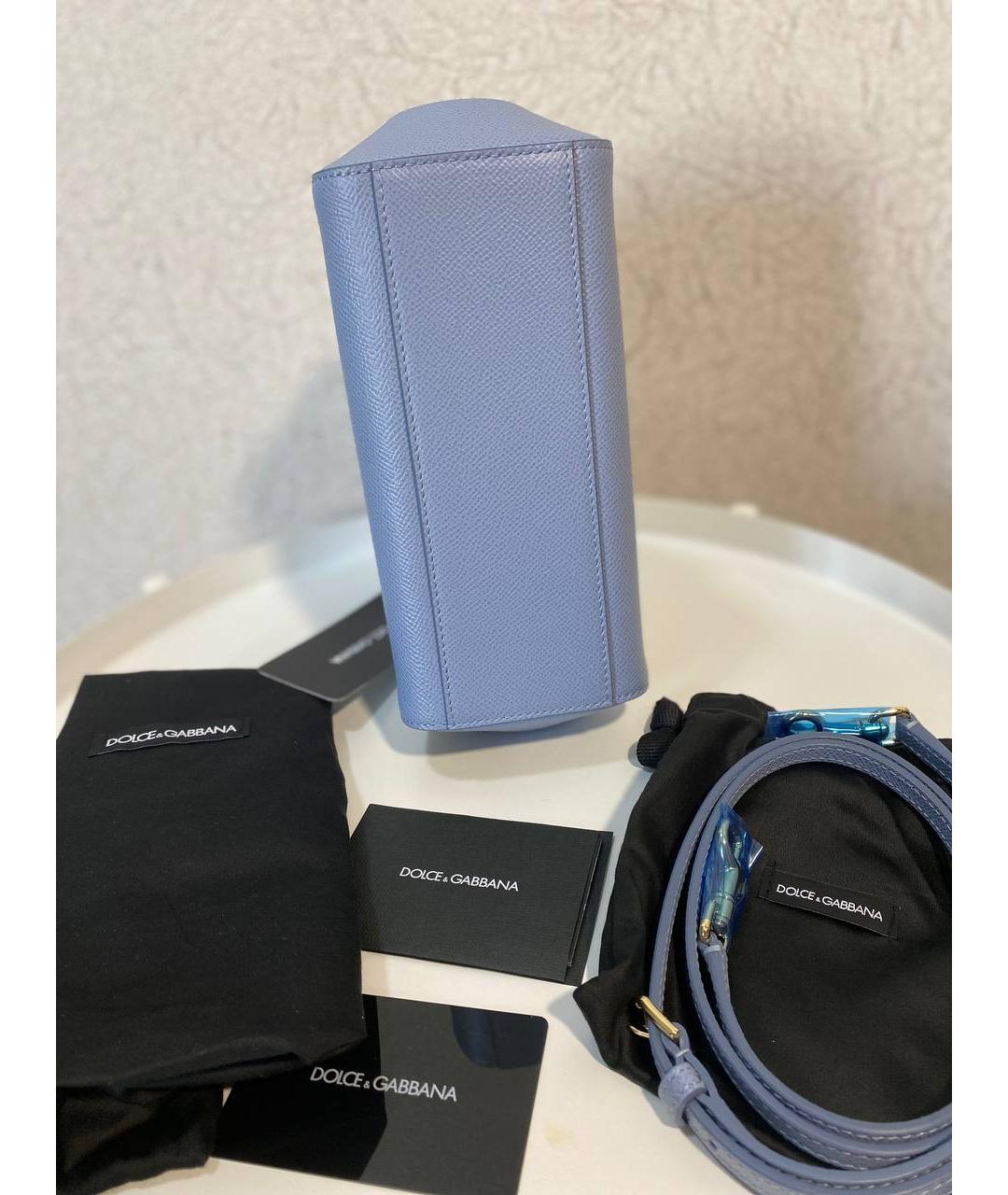 DOLCE&GABBANA Голубая кожаная сумка с короткими ручками, фото 6