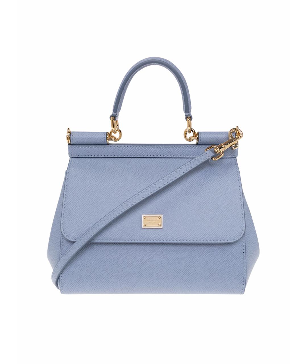 DOLCE&GABBANA Голубая кожаная сумка с короткими ручками, фото 1