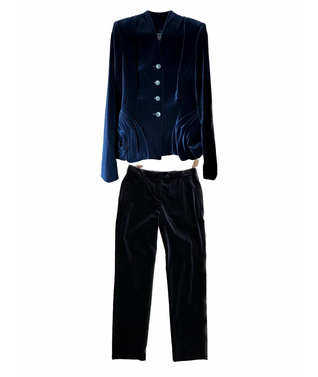 CHRISTIAN DIOR Темно-синий велюровый костюм с брюками, фото 1