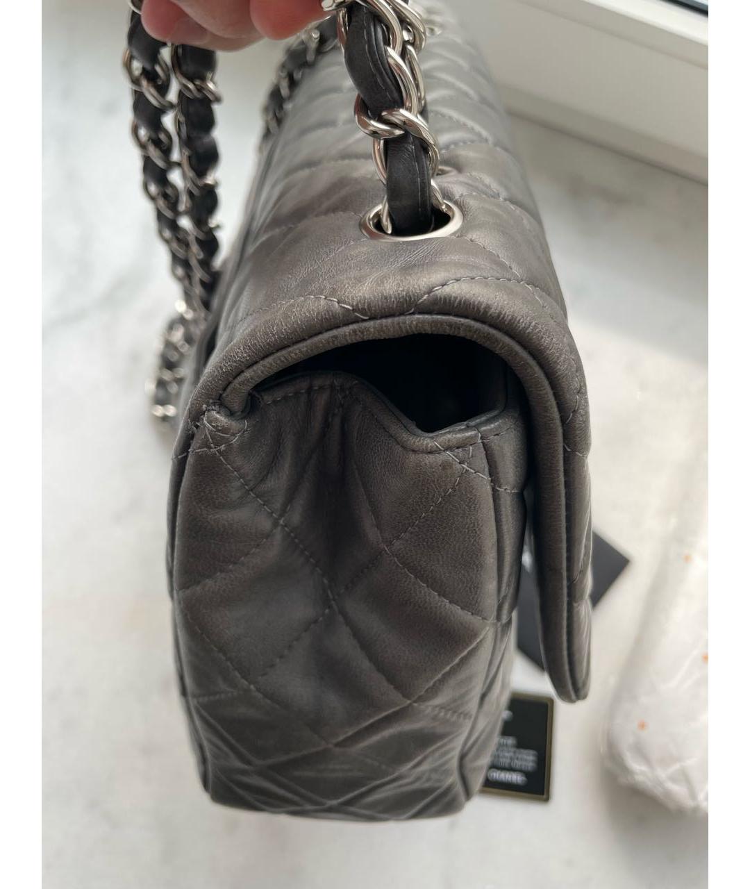 CHANEL PRE-OWNED Серая кожаная сумка через плечо, фото 6