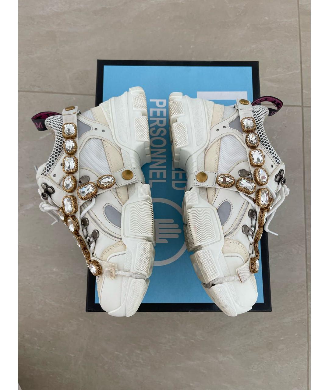 GUCCI Белые кожаные кроссовки, фото 5