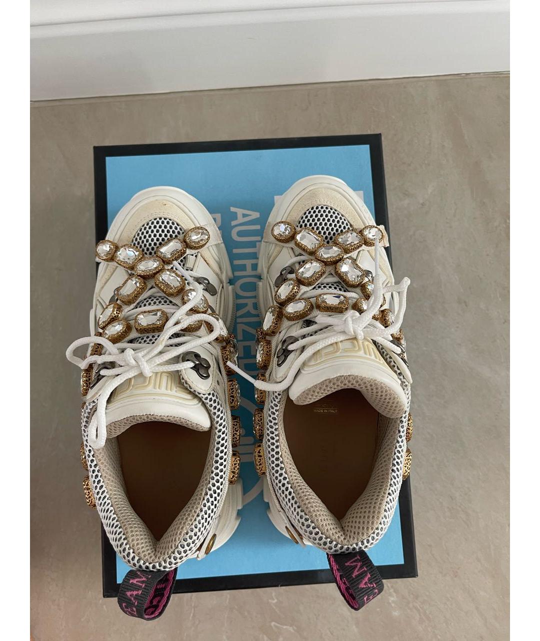 GUCCI Белые кожаные кроссовки, фото 3