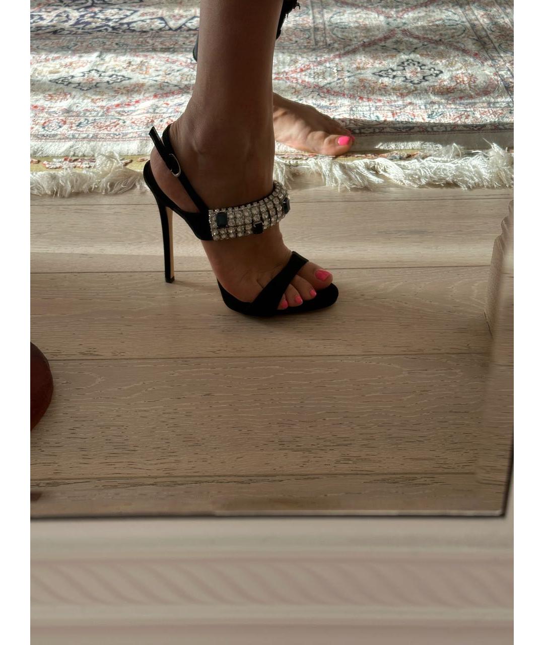 GIUSEPPE ZANOTTI DESIGN Черные бархатные босоножки, фото 5