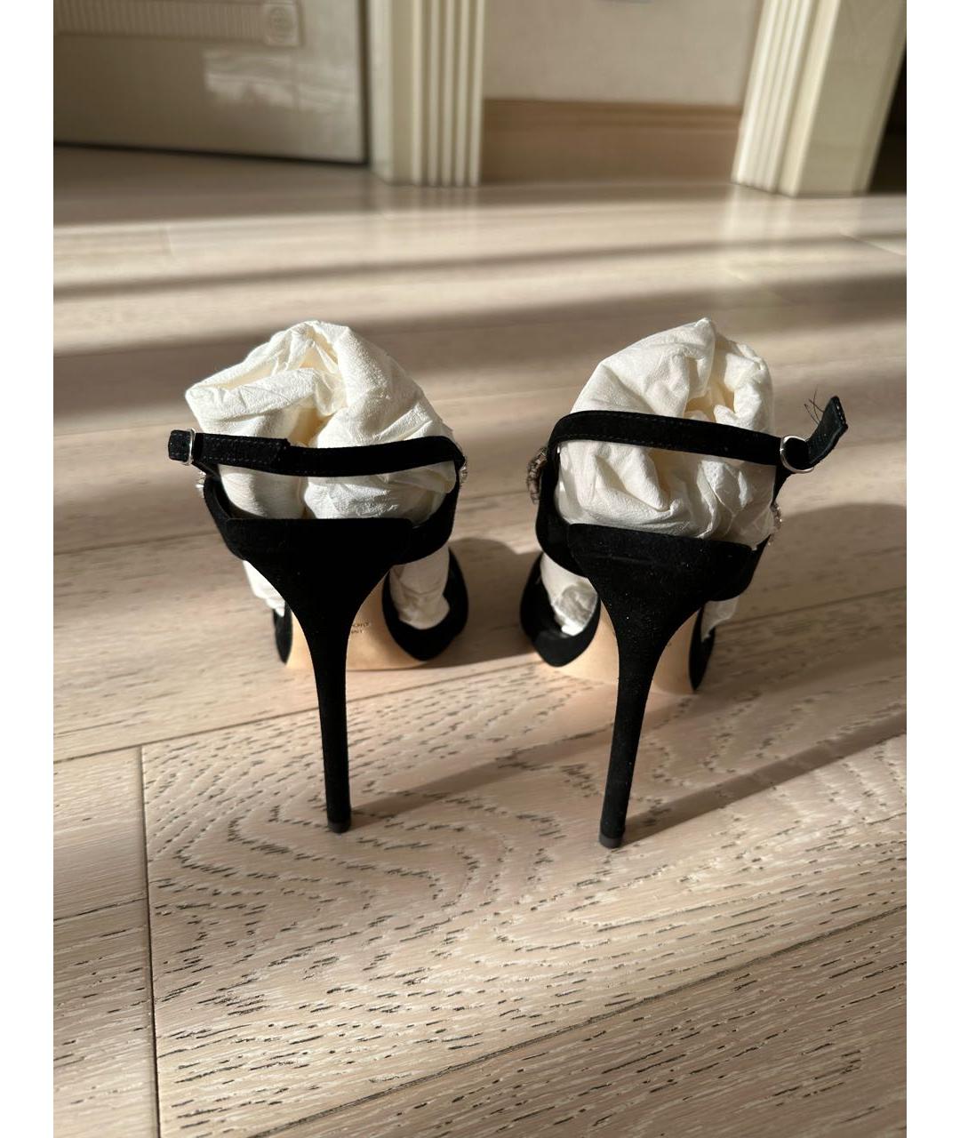 GIUSEPPE ZANOTTI DESIGN Черные бархатные босоножки, фото 4