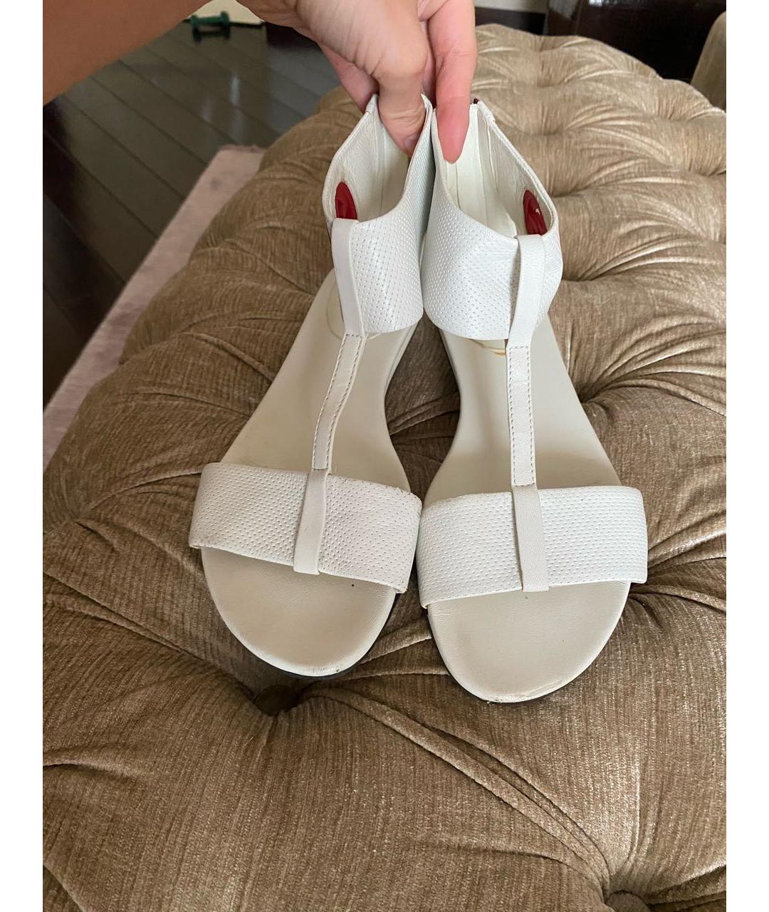 GUCCI Белые кожаные сандалии, фото 2