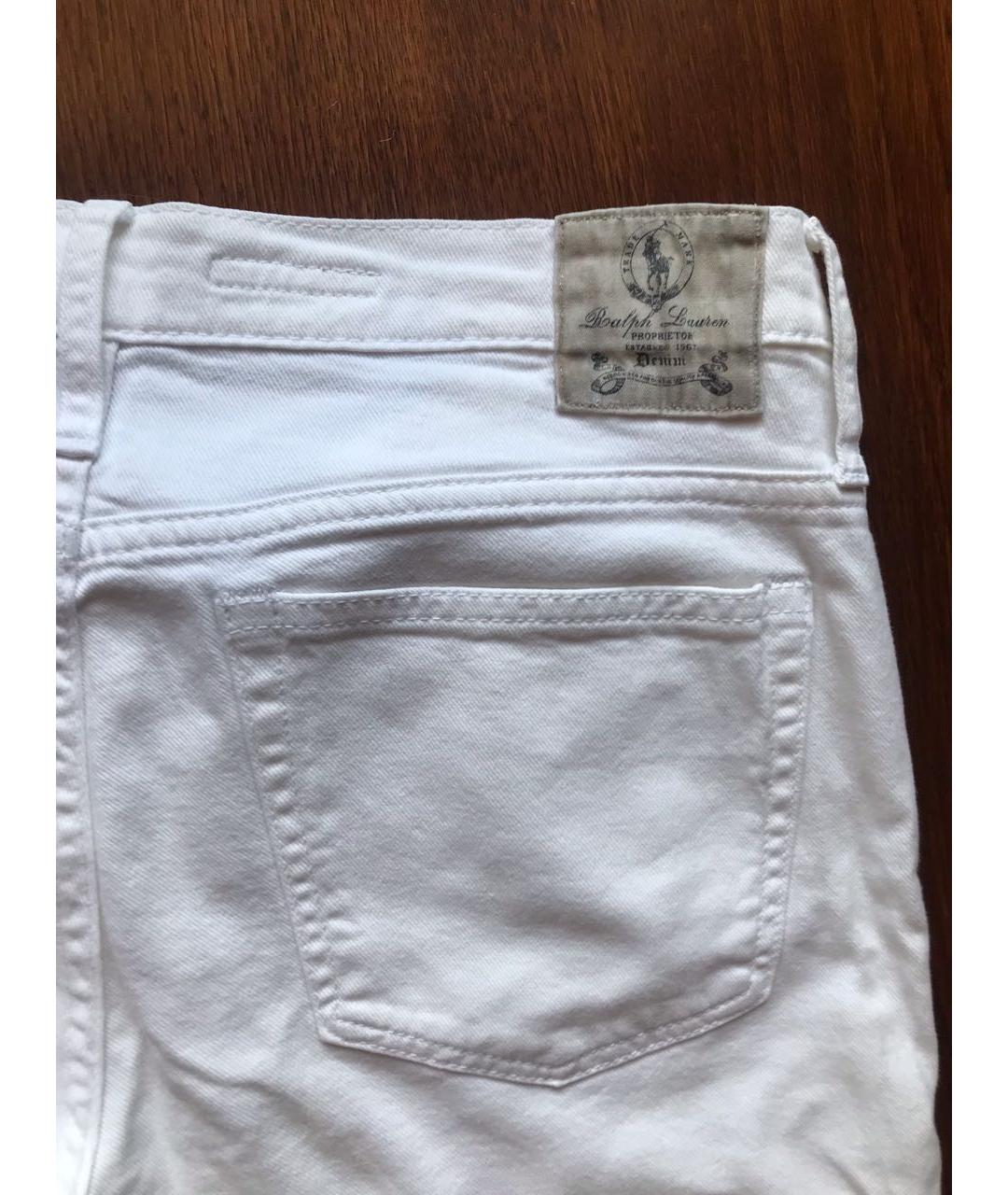 RALPH LAUREN Белые хлопко-эластановые джинсы слим, фото 5