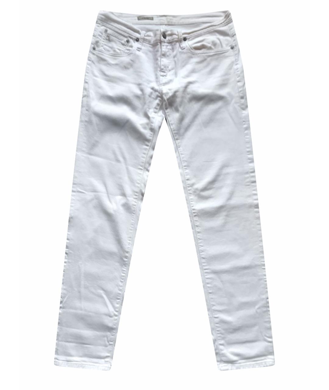RALPH LAUREN Белые хлопко-эластановые джинсы слим, фото 1