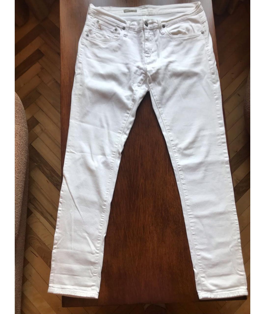 RALPH LAUREN Белые хлопко-эластановые джинсы слим, фото 6