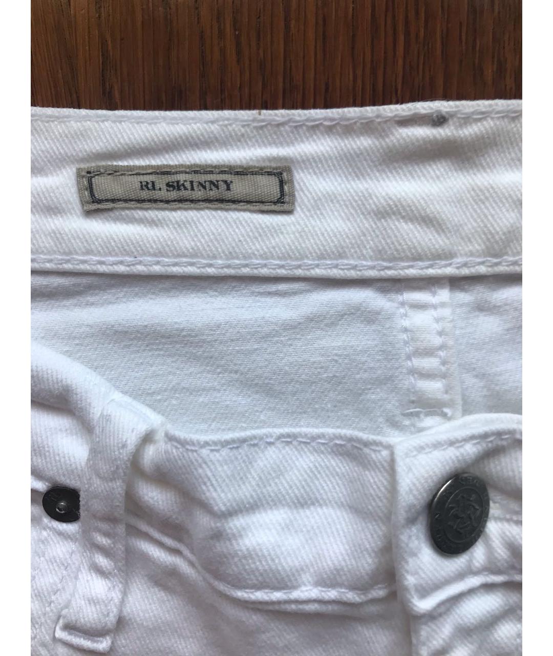 RALPH LAUREN Белые хлопко-эластановые джинсы слим, фото 3