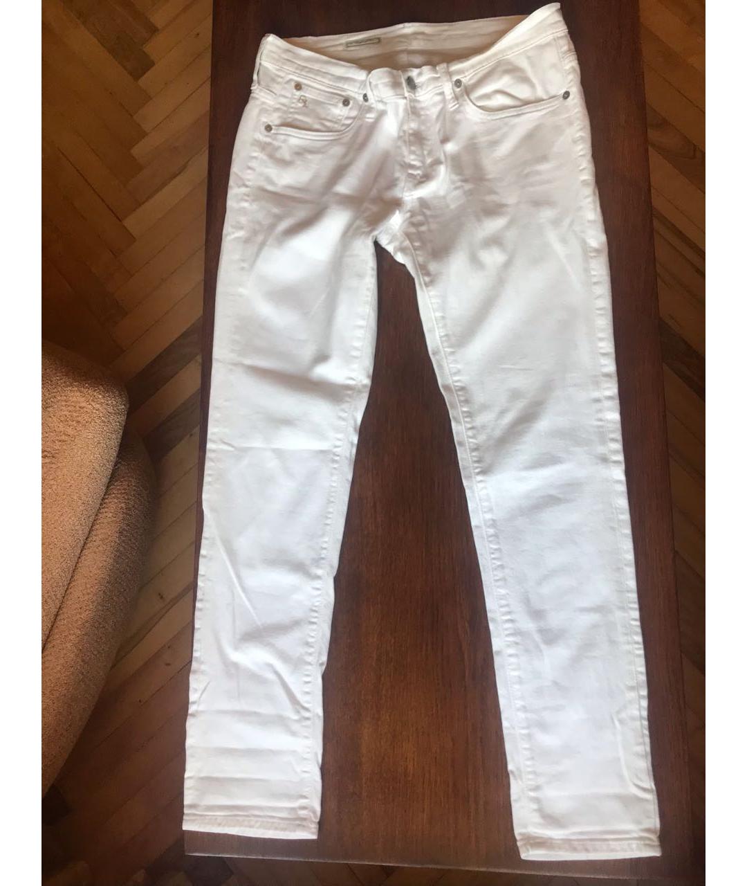 RALPH LAUREN Белые хлопко-эластановые джинсы слим, фото 2