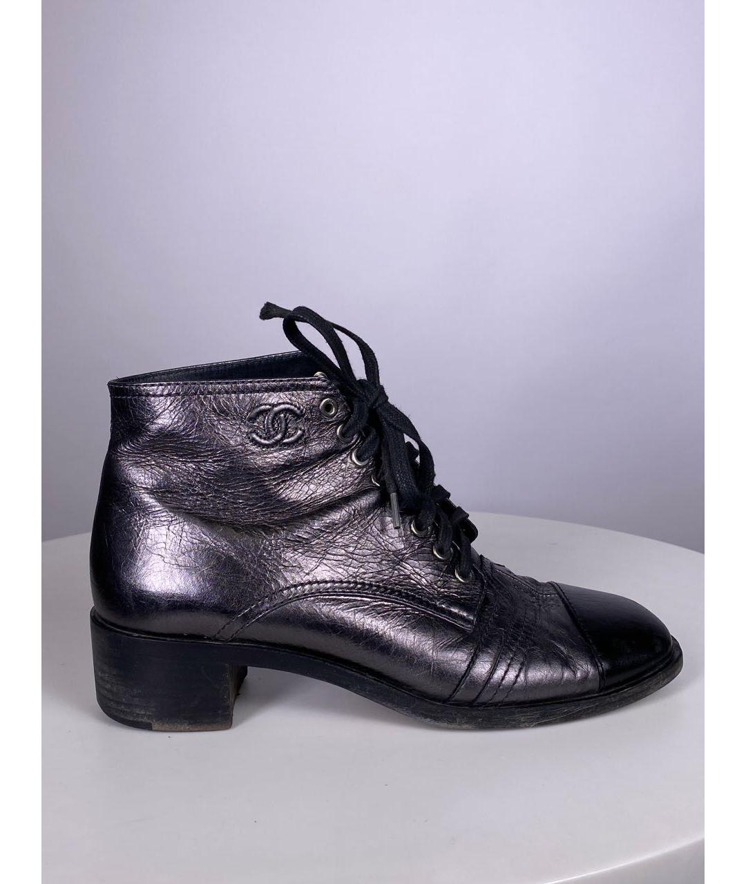 CHANEL PRE-OWNED Серебряные кожаные ботинки, фото 5