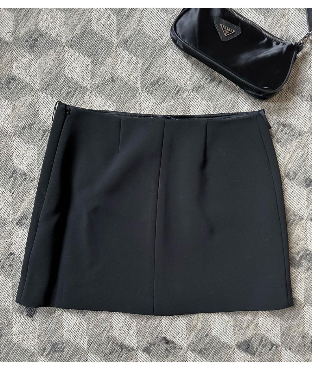 PRADA Черная полиамидовая юбка мини, фото 4