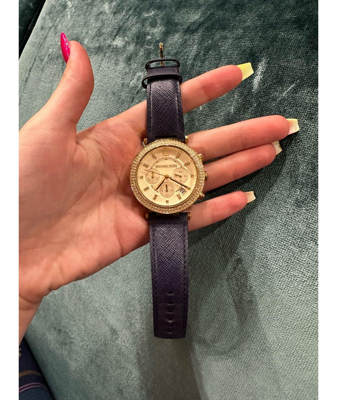 MICHAEL KORS Темно-синие кожаные часы, фото 5