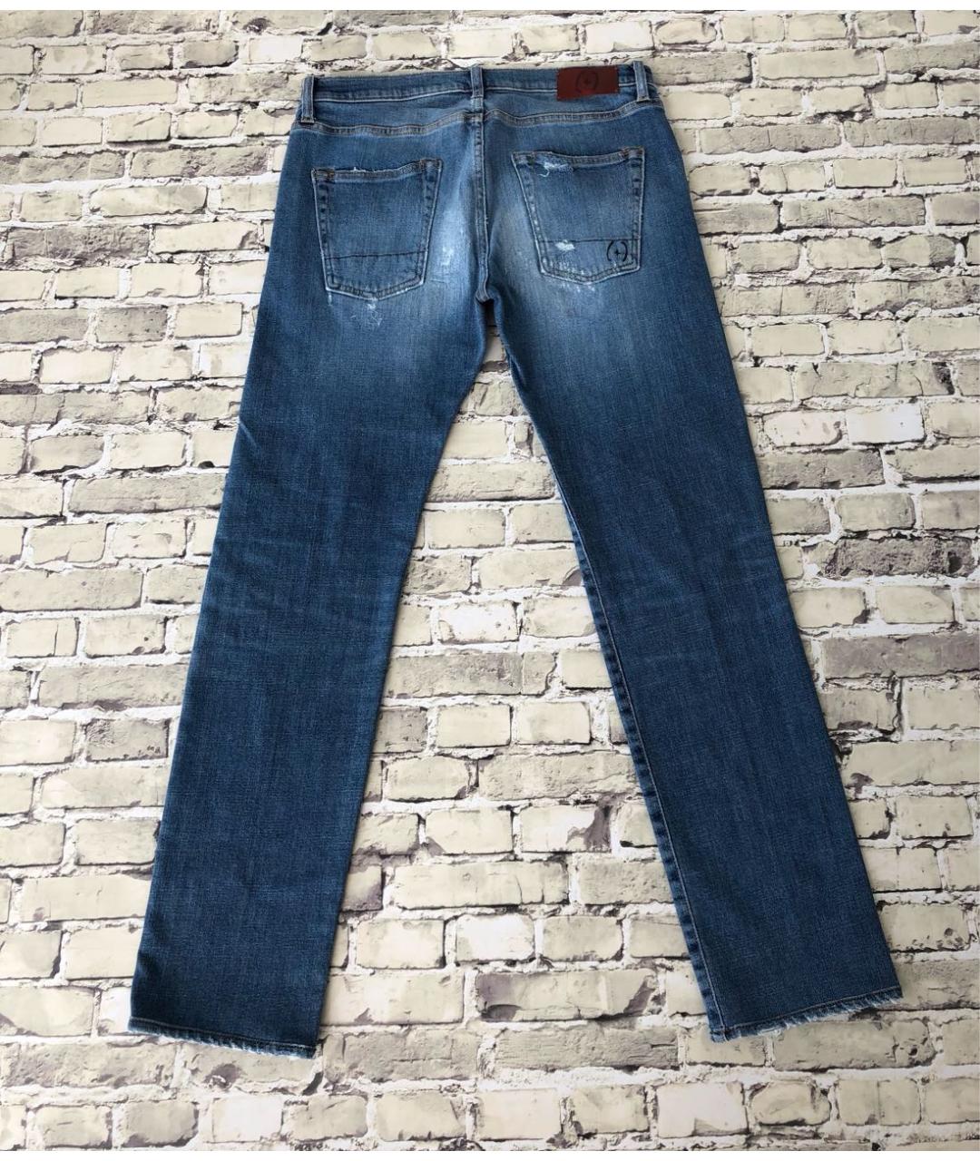 +PEOPLE Синие хлопко-эластановые прямые джинсы, фото 2