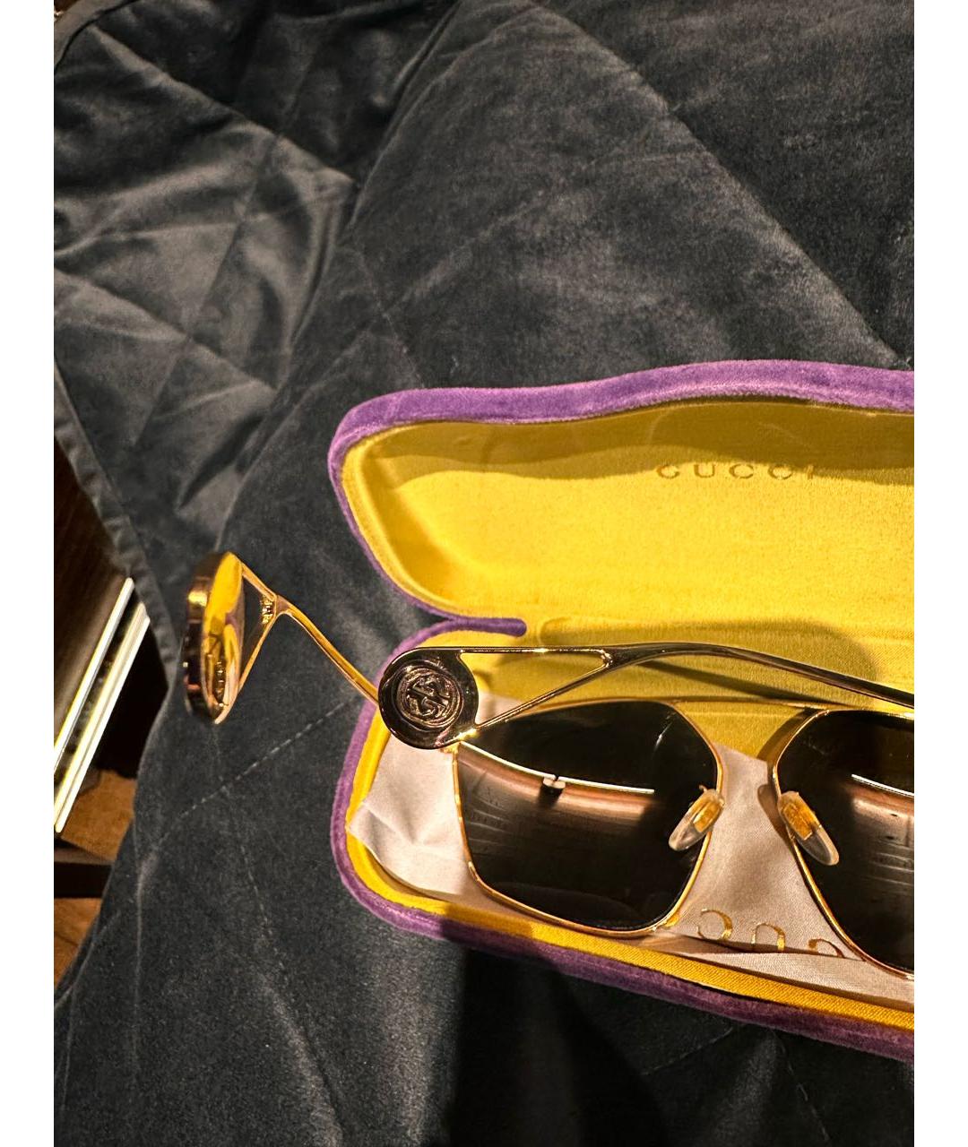 GUCCI Черные металлические солнцезащитные очки, фото 7