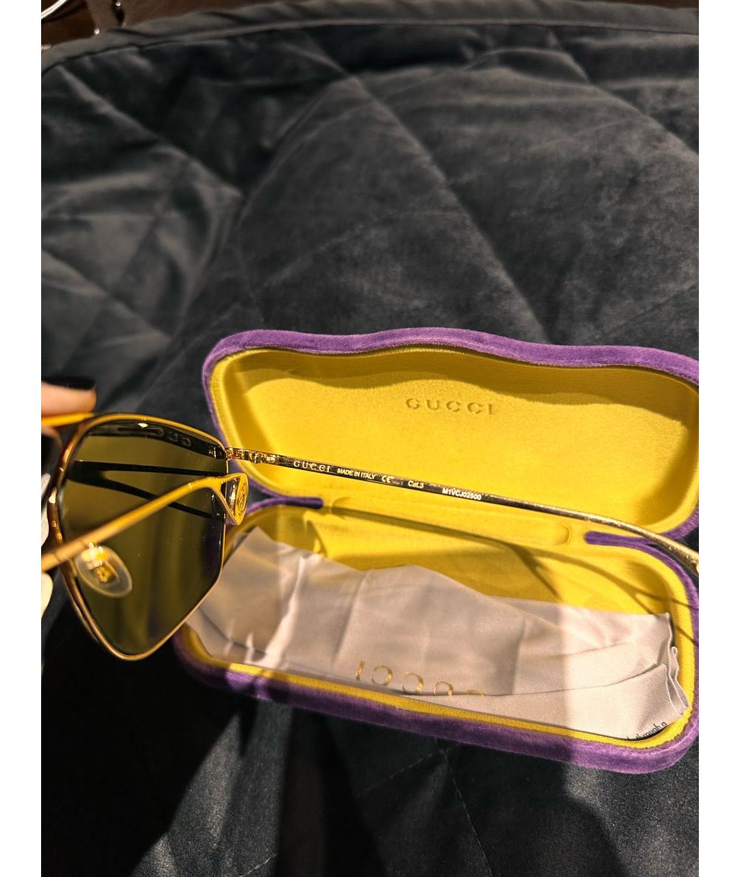 GUCCI Черные металлические солнцезащитные очки, фото 5