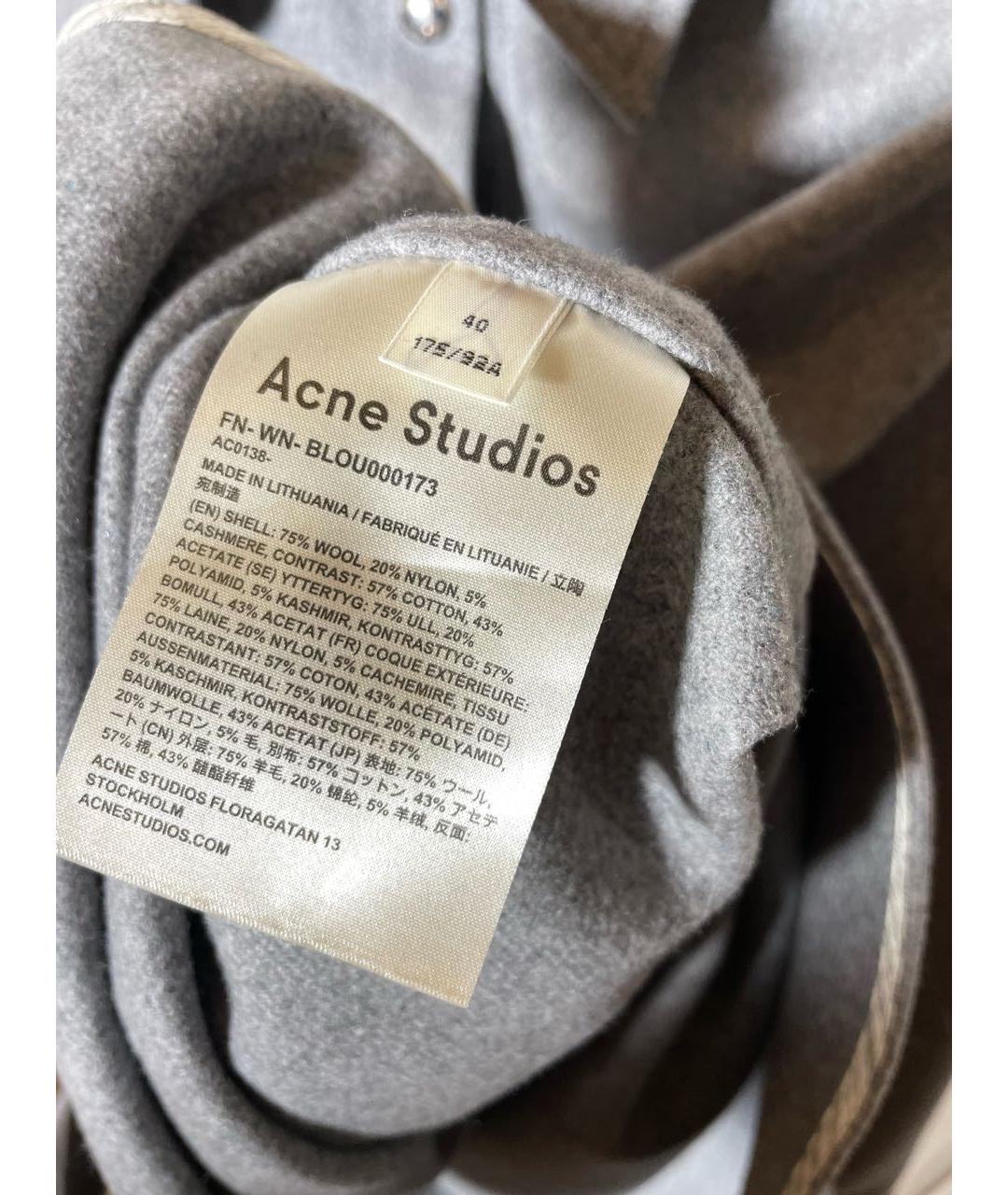 ACNE STUDIOS Серая шерстяная рубашка, фото 5