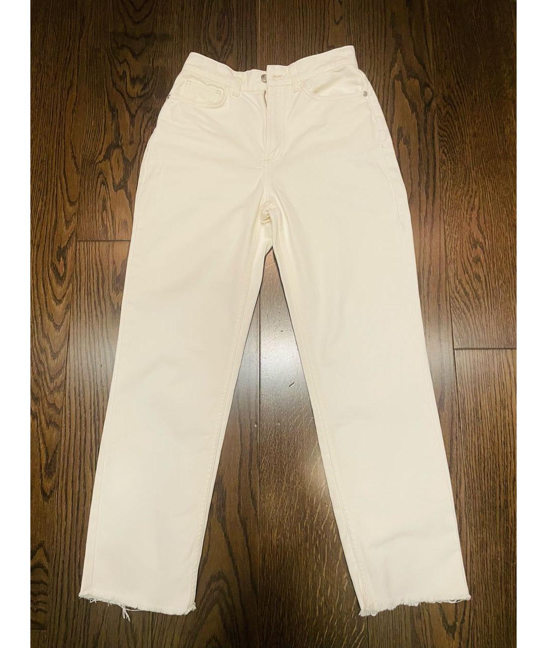 12 STOREEZ Белые хлопковые прямые джинсы, фото 6