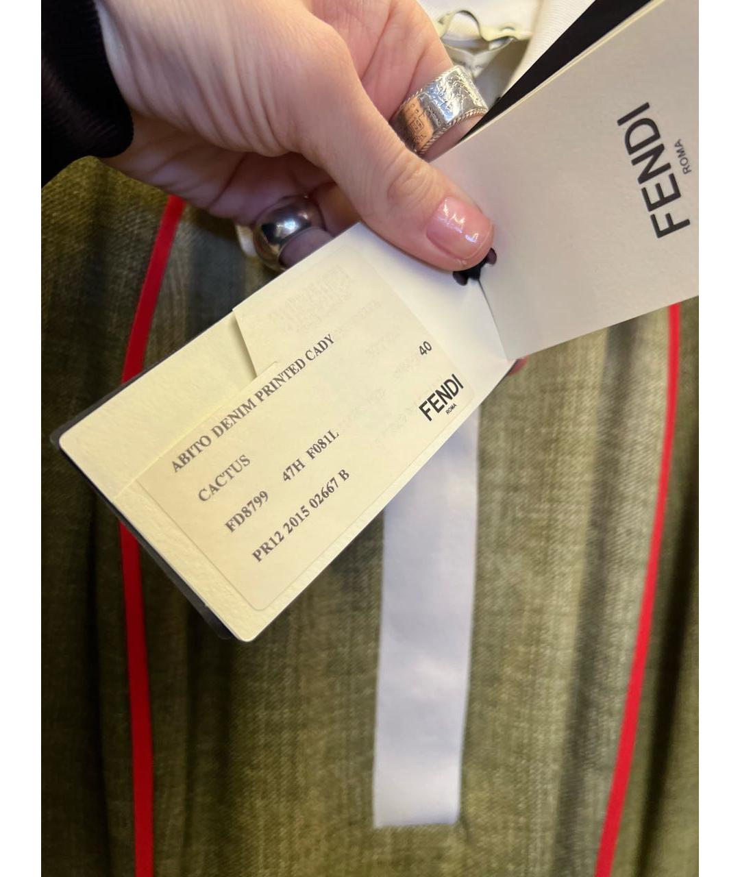 FENDI Зеленые вискозное повседневное платье, фото 4