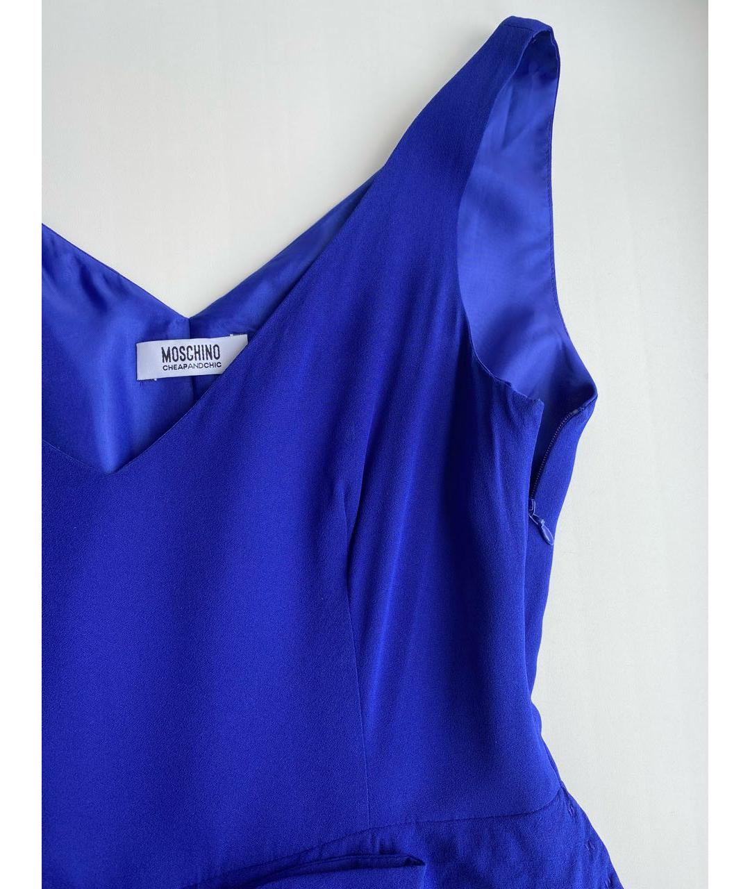 MOSCHINO Синее шелковое коктейльное платье, фото 6