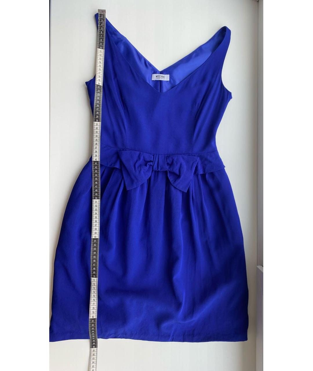 MOSCHINO Синее шелковое коктейльное платье, фото 8