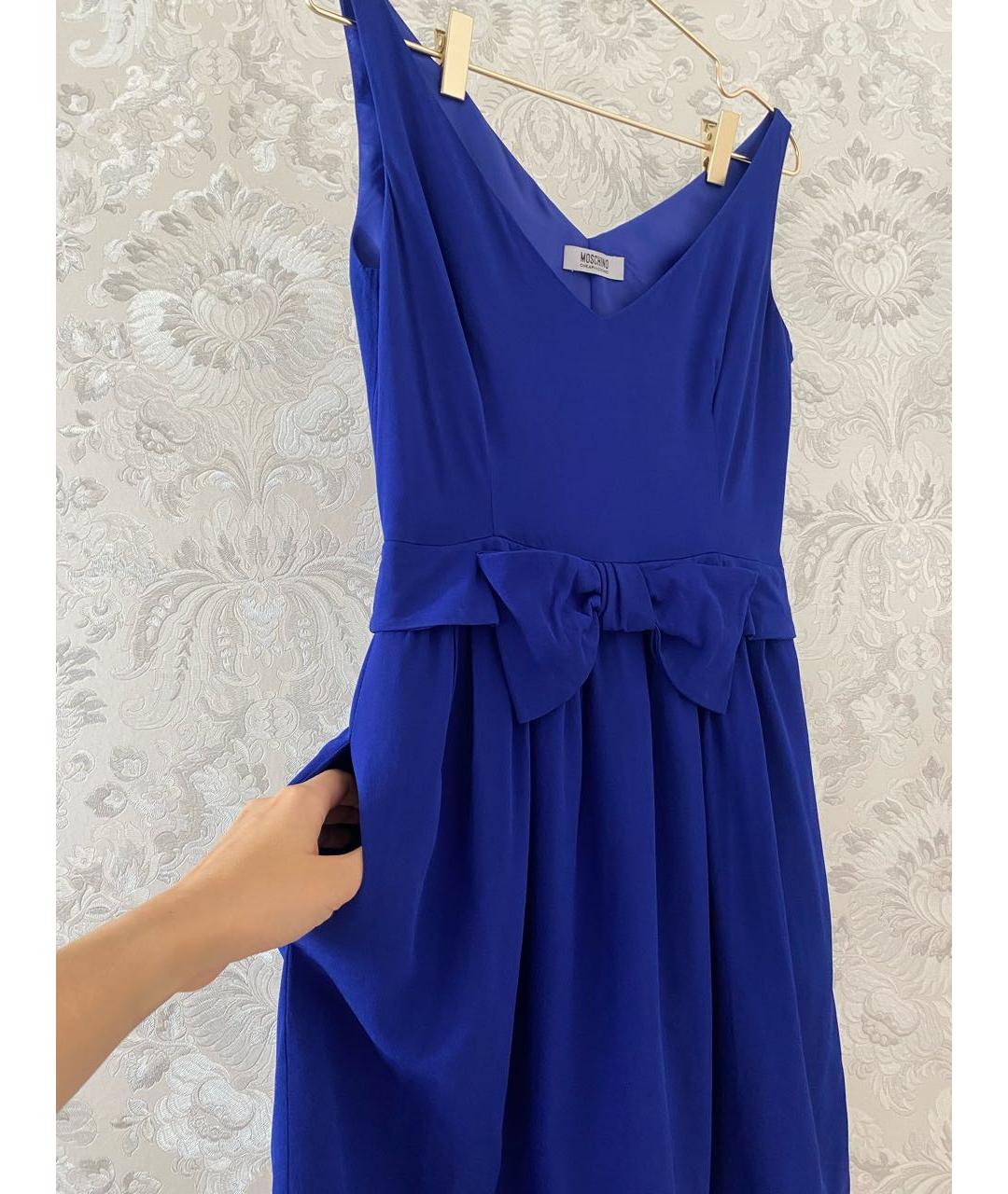 MOSCHINO Синее шелковое коктейльное платье, фото 4