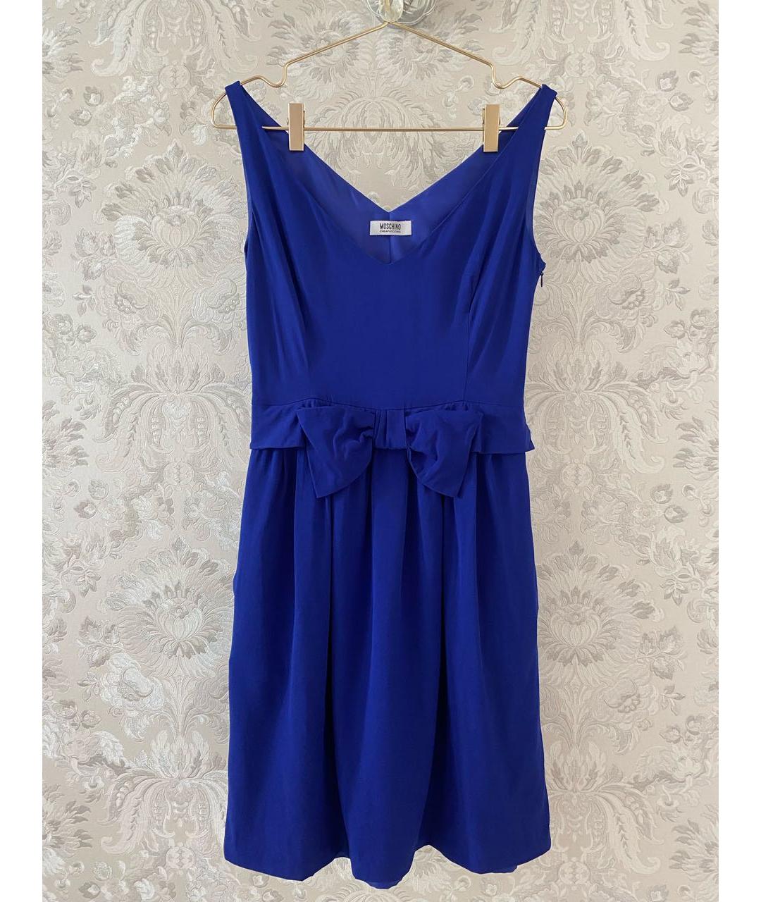 MOSCHINO Синее шелковое коктейльное платье, фото 9