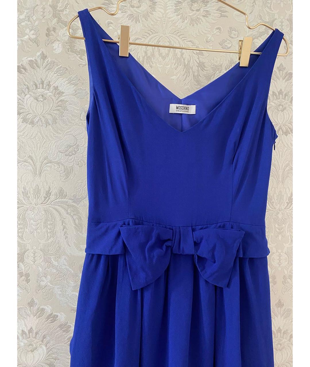 MOSCHINO Синее шелковое коктейльное платье, фото 5