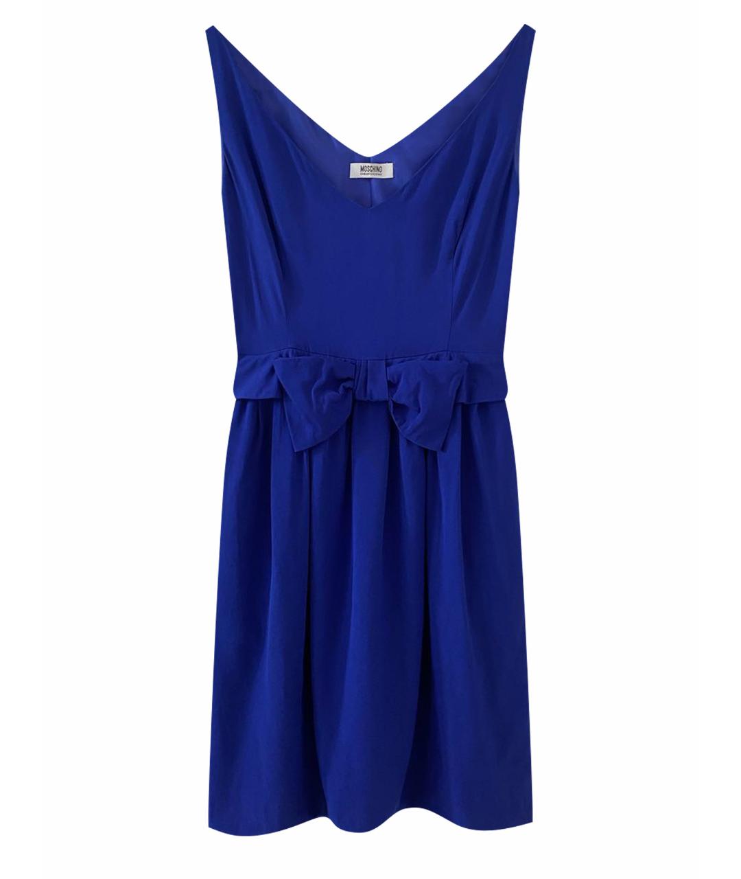 MOSCHINO Синее шелковое коктейльное платье, фото 1