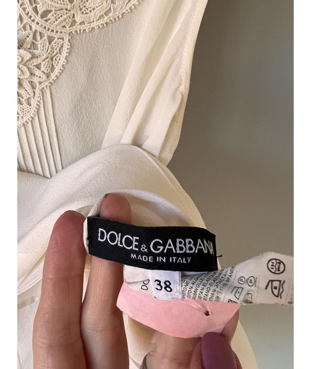 DOLCE&GABBANA Белая шелковая блузы, фото 3