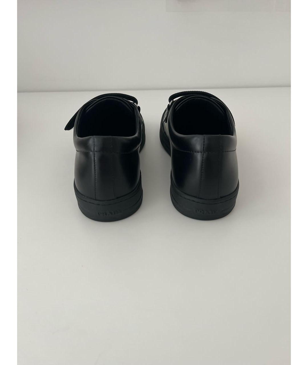 PRADA Черные кожаные низкие кроссовки / кеды, фото 4