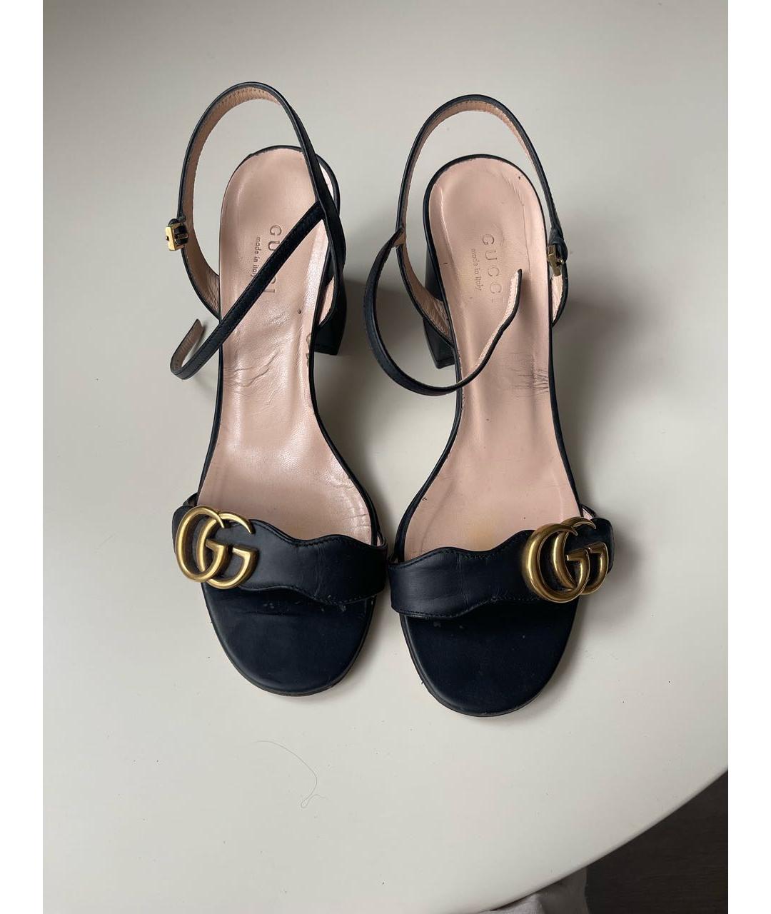 GUCCI Черные кожаные босоножки, фото 2