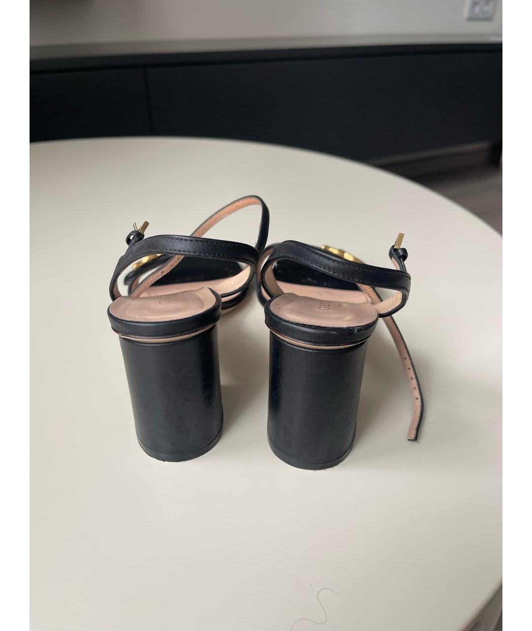 GUCCI Черные кожаные босоножки, фото 4