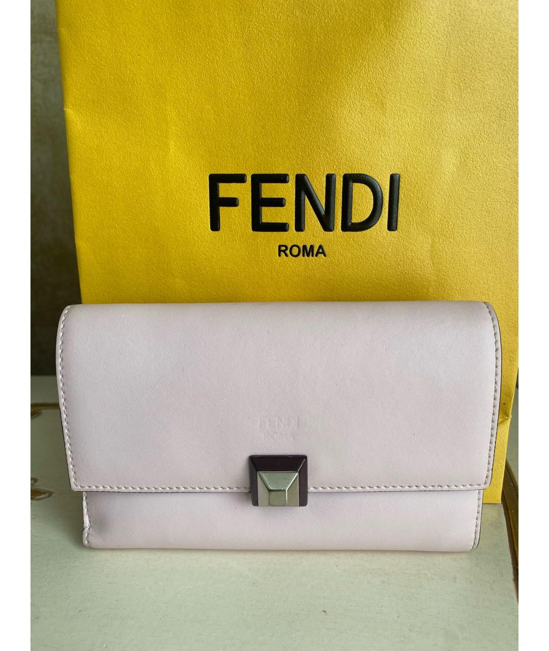 FENDI Розовый кожаный кошелек, фото 9