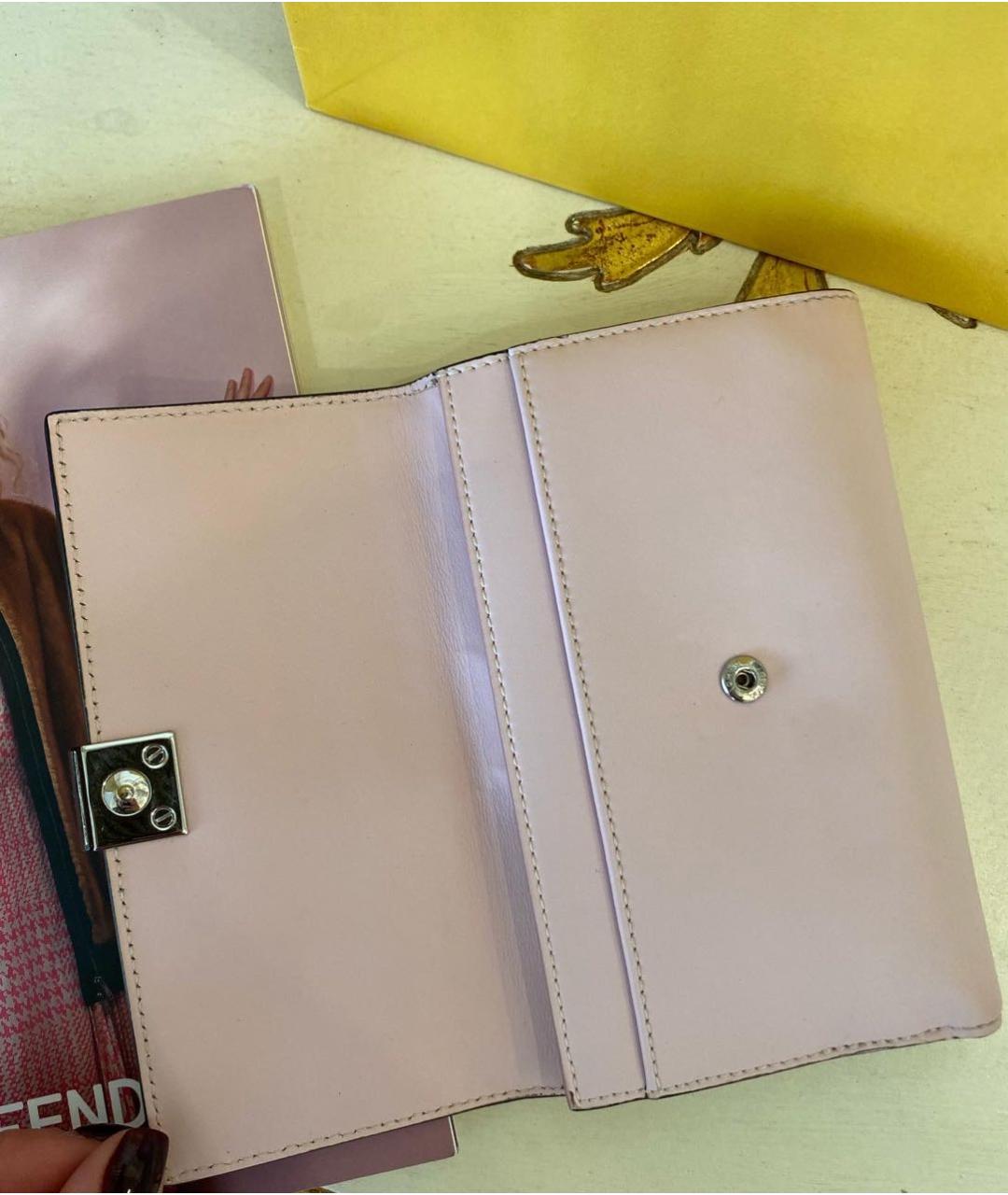 FENDI Розовый кожаный кошелек, фото 6