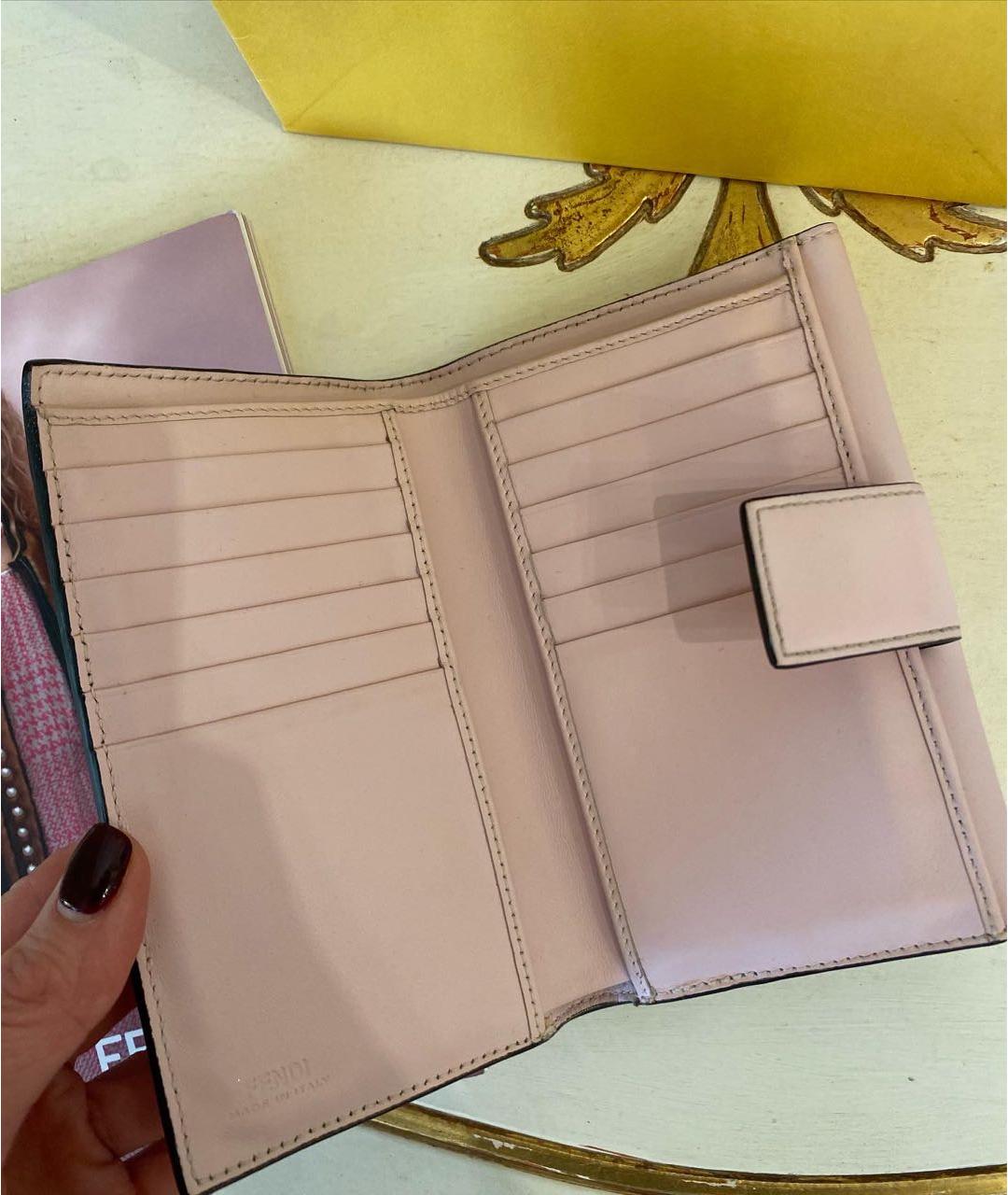 FENDI Розовый кожаный кошелек, фото 7
